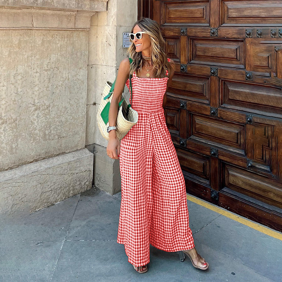 BETHANY - Lightweight checked jumpsuit for women, perfect for summer