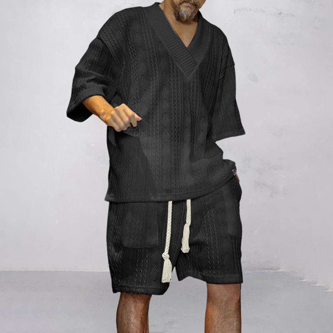 NICOLÒ - Stylish Knitted Shirt and Shorts Set for Summer