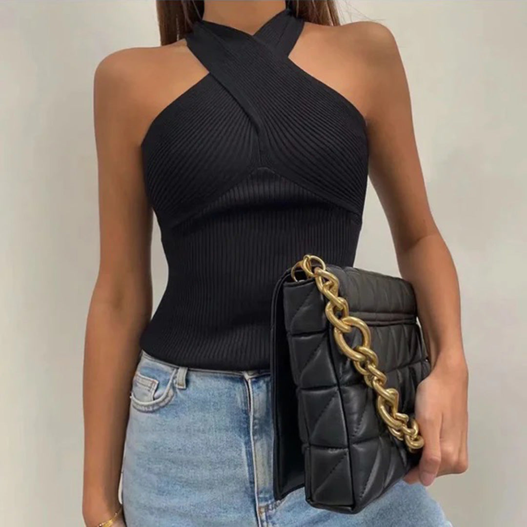 WAVERLY - Elegant summer top with crossed strap