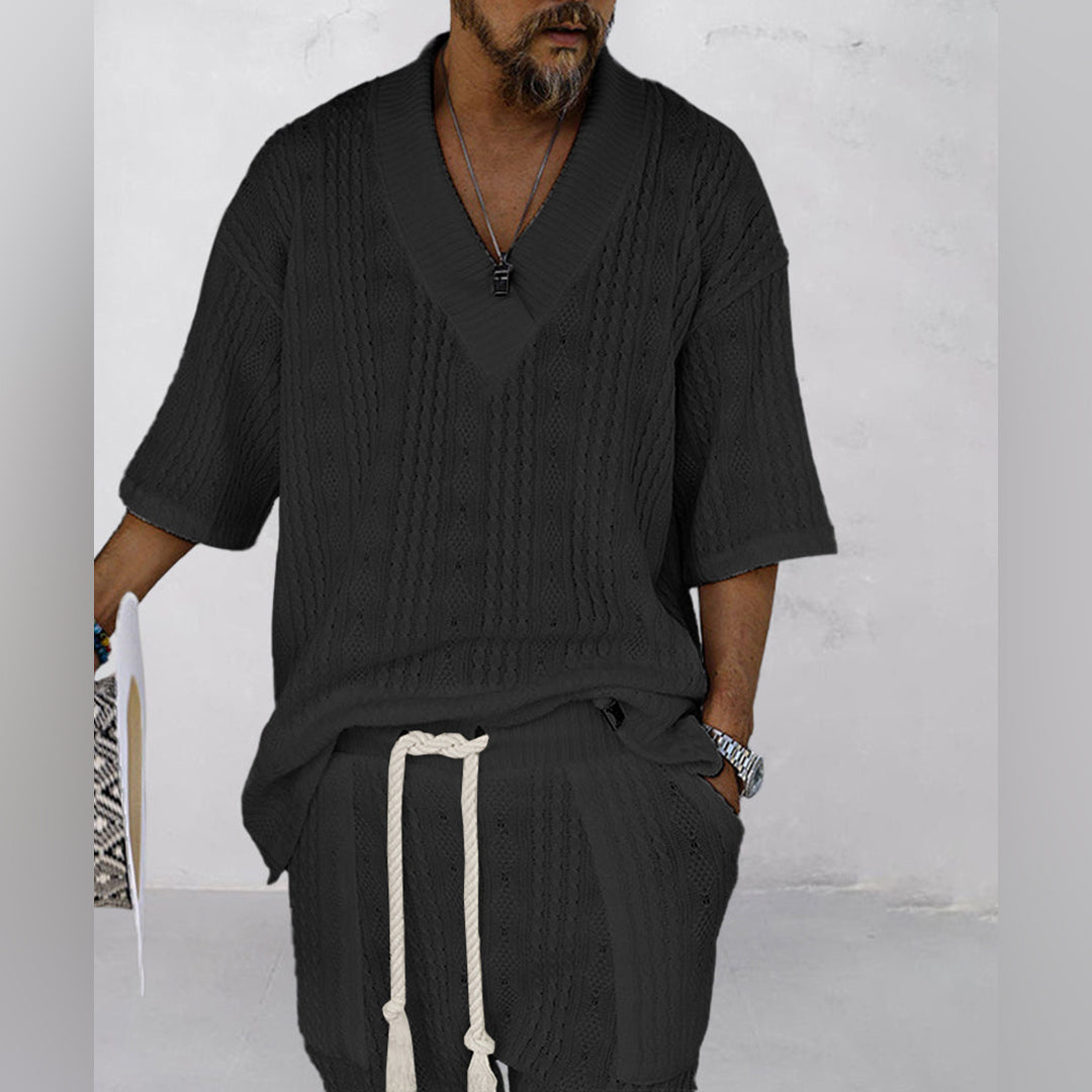 NICOLÒ - Stylish Knitted Shirt and Shorts Set for Summer