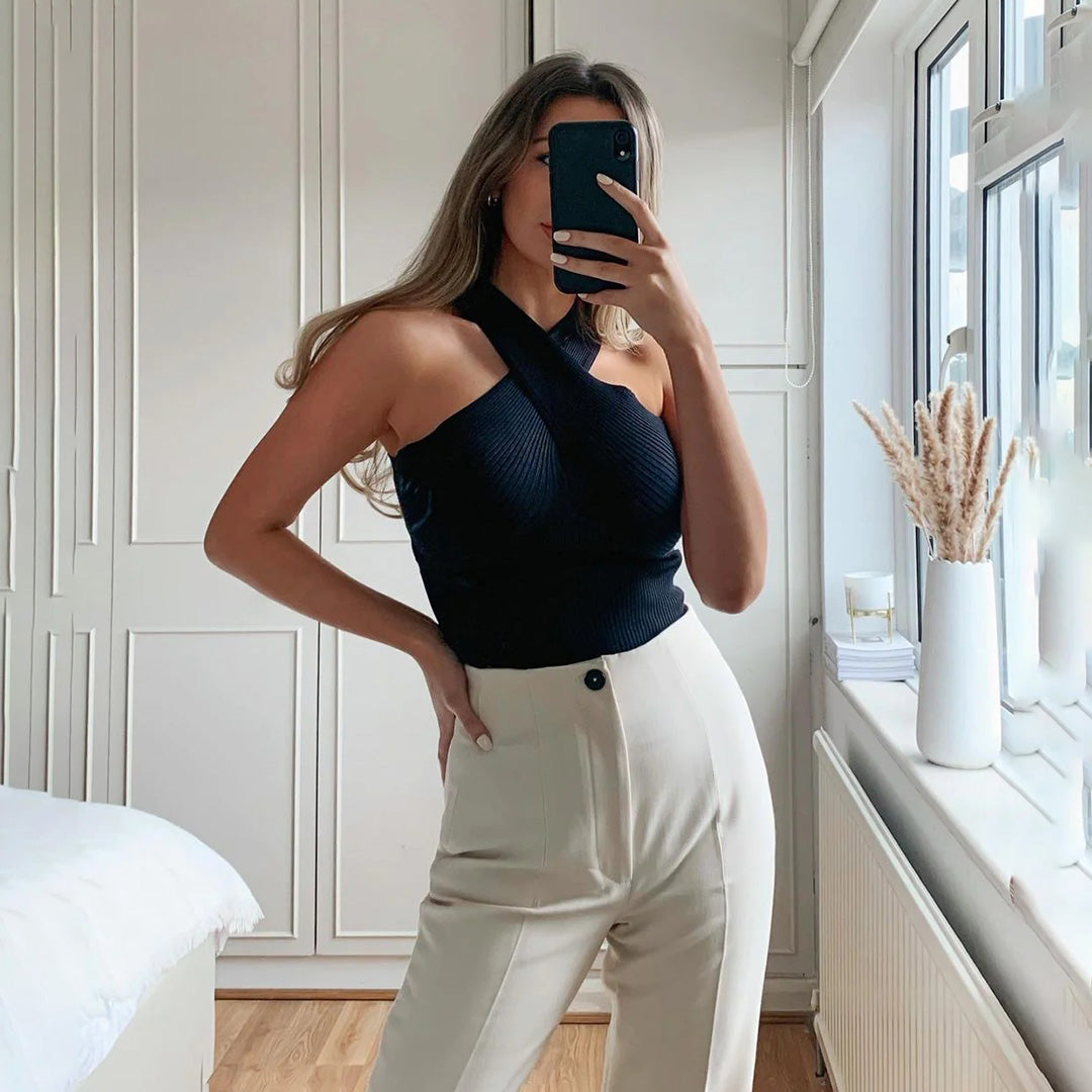 WAVERLY - Elegant summer top with crossed strap