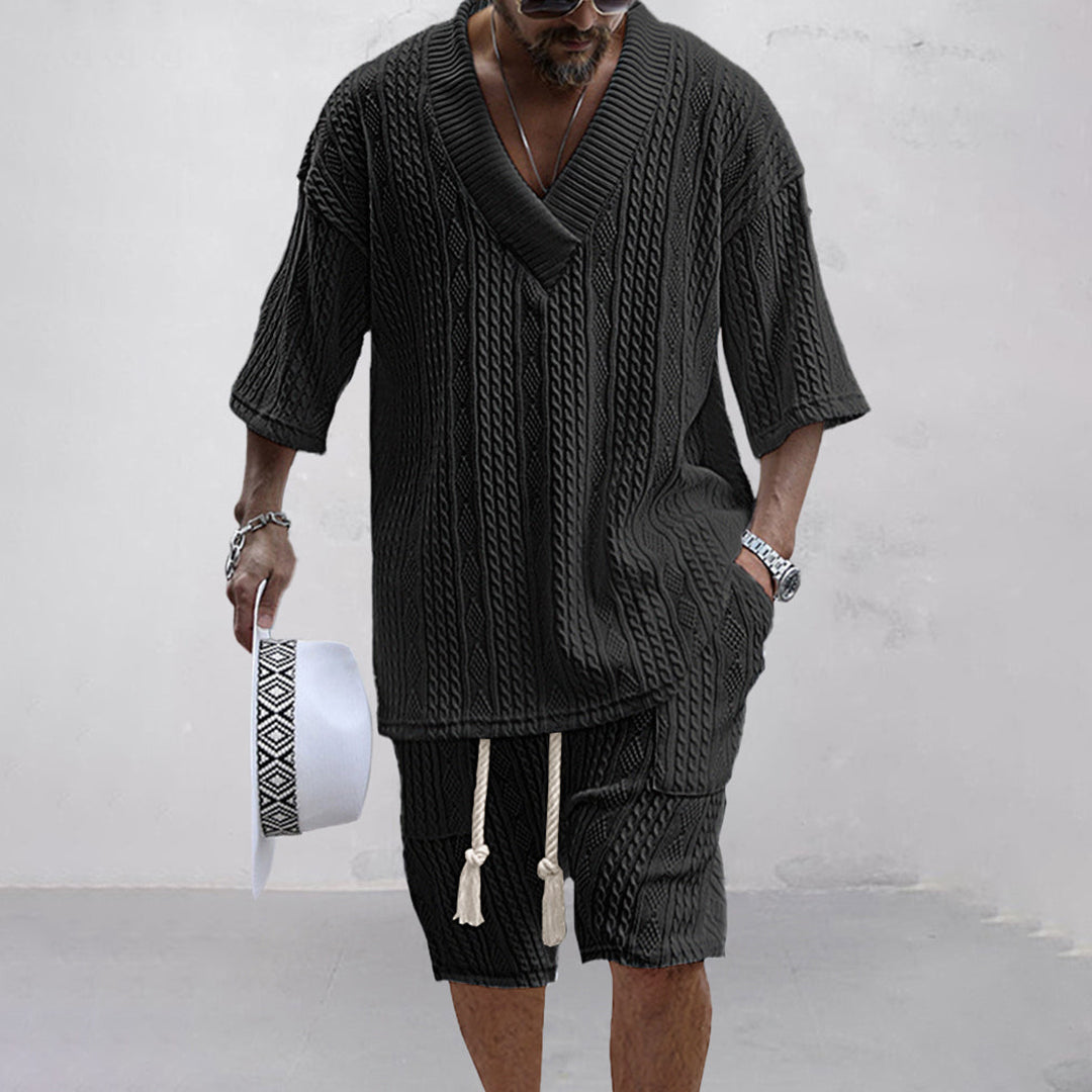 NICOLÒ - Stylish Knitted Shirt and Shorts Set for Summer