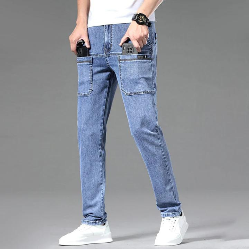 TIBOR - Multi-pocket summer jeans for men