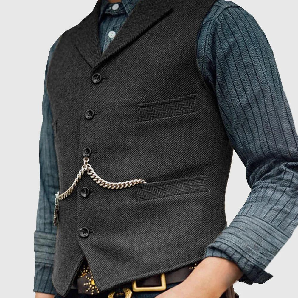 TAHVO - Classic Herringbone Waistcoat for Spring and Summer