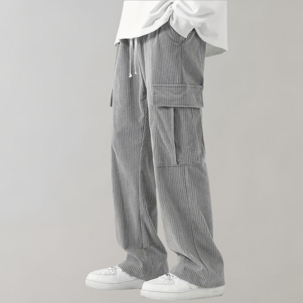 Balder - Light corduroy cargo trousers with flap pockets for summer