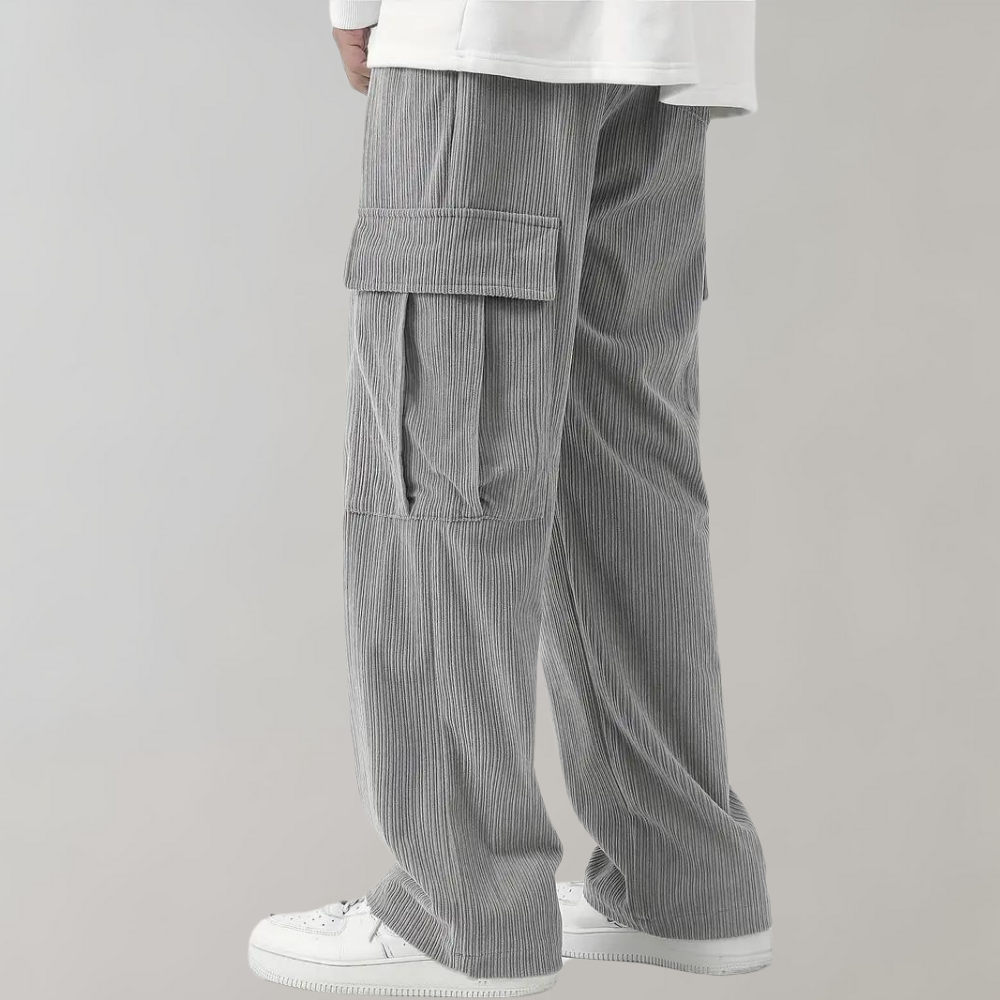 Balder - Light corduroy cargo trousers with flap pockets for summer
