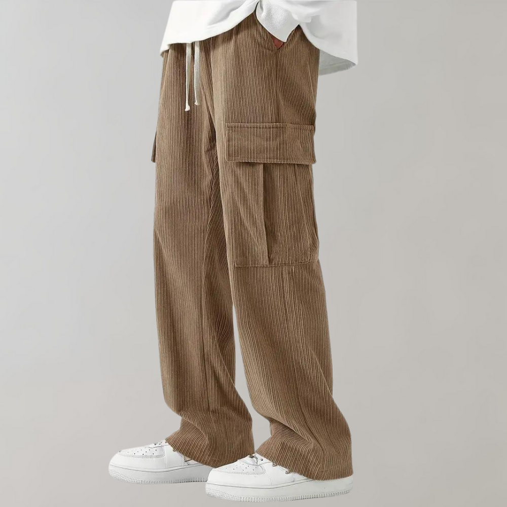 Balder - Light corduroy cargo trousers with flap pockets for summer