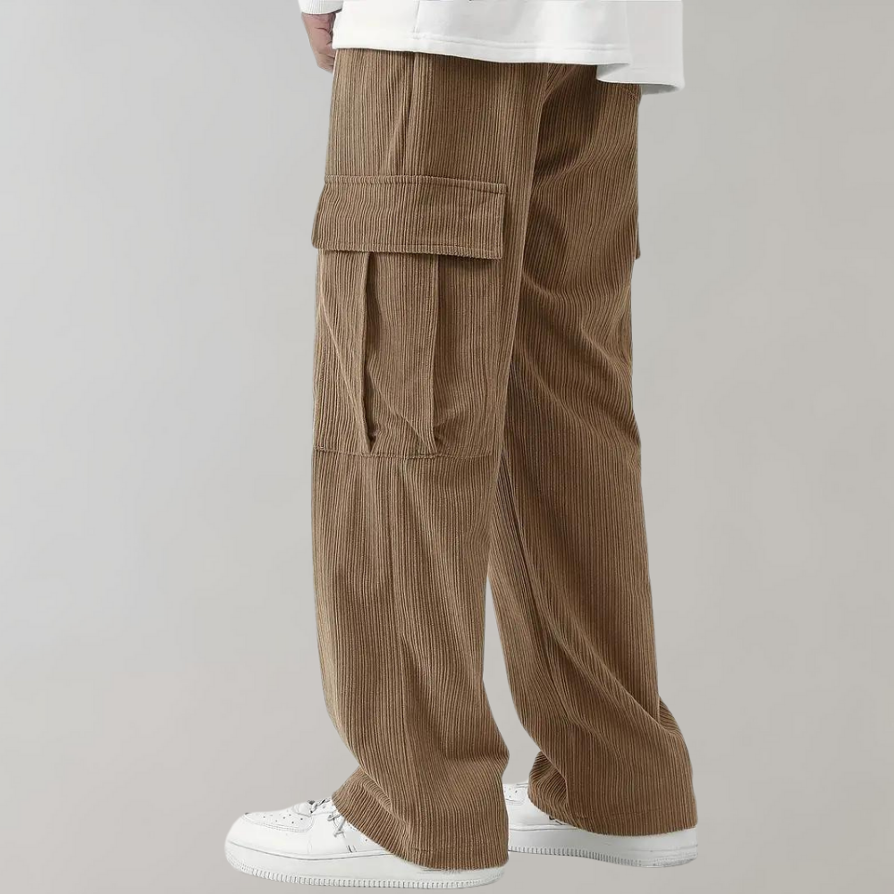 Balder - Light corduroy cargo trousers with flap pockets for summer