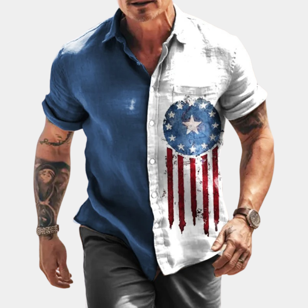 Beau - Casual men's shirt with short sleeves for summer