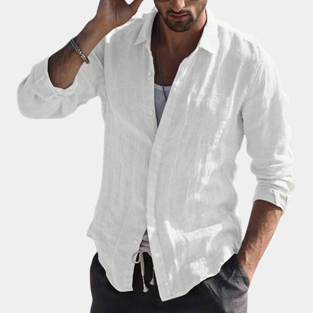 Charles - Casual men's shirt with long sleeves for summer