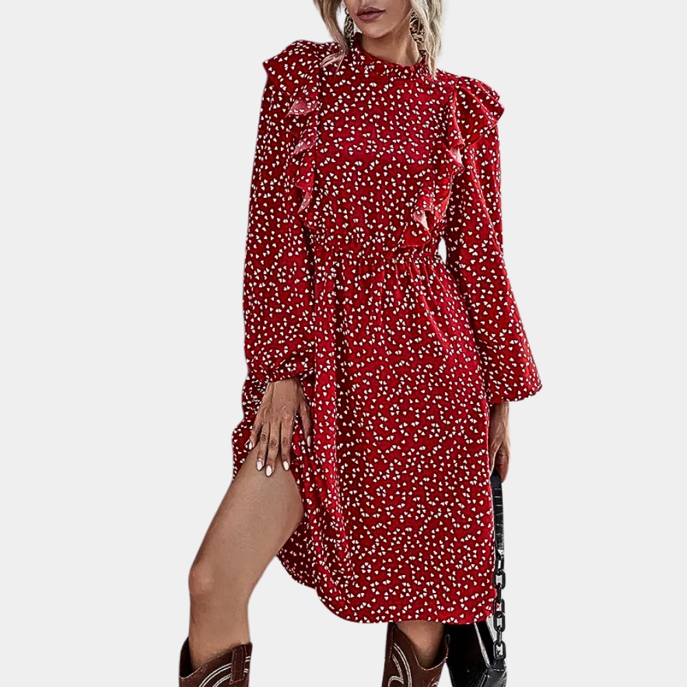 Stacy - Summer women's dress with full sleeves and ruffles