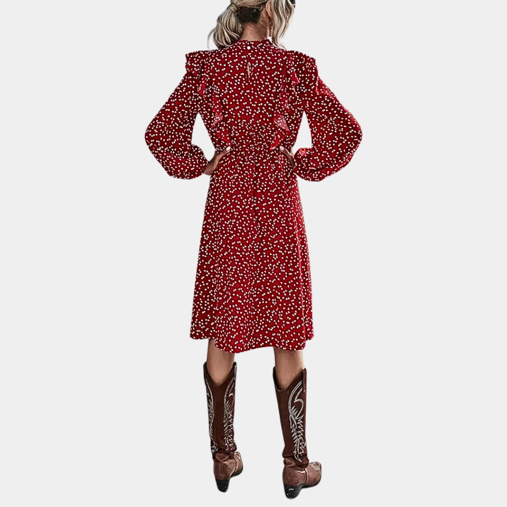 Stacy - Summer women's dress with full sleeves and ruffles