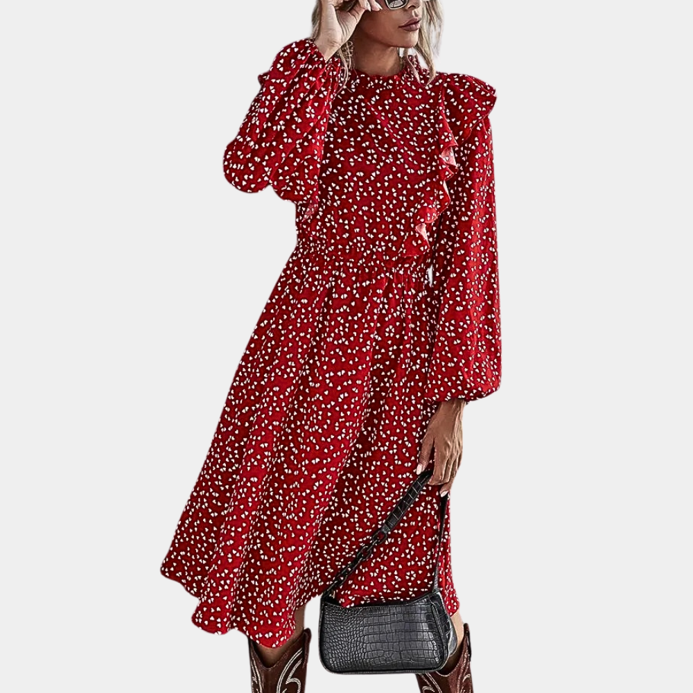 Stacy - Summer women's dress with full sleeves and ruffles