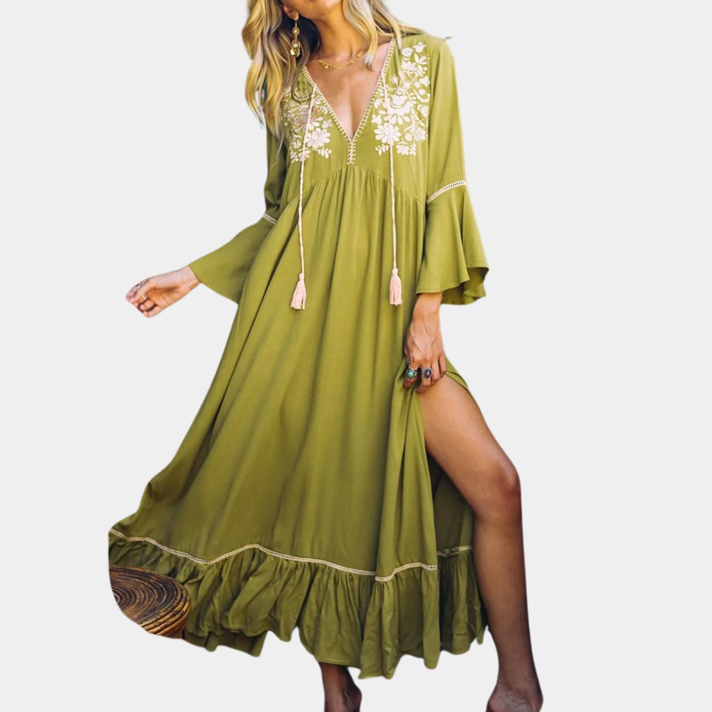 Veronica - Light Summer Women's Dress with V-Neck