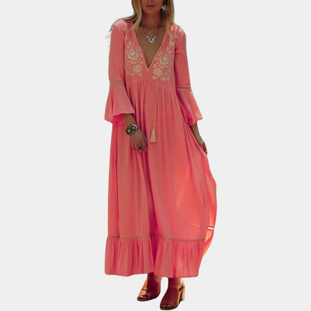 Veronica - Light Summer Women's Dress with V-Neck