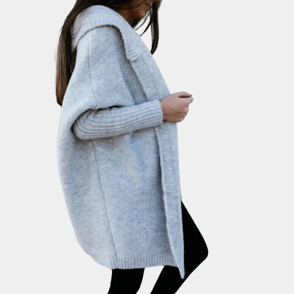 Velova - Light Grey Ladies' Cardigan with Hood