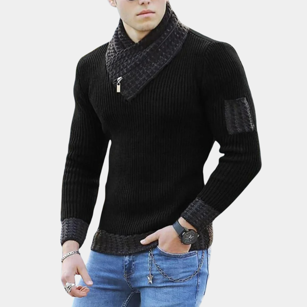 Yves - Lightweight knitted men's sweater with stylish collar for summer