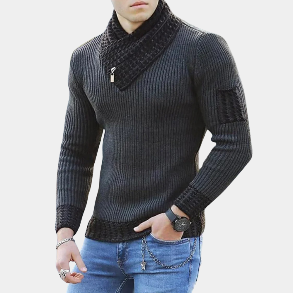 Yves - Lightweight knitted men's sweater with stylish collar for summer