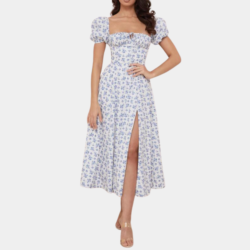 Sylvie - Summer Floral Ladies' Dress with Split