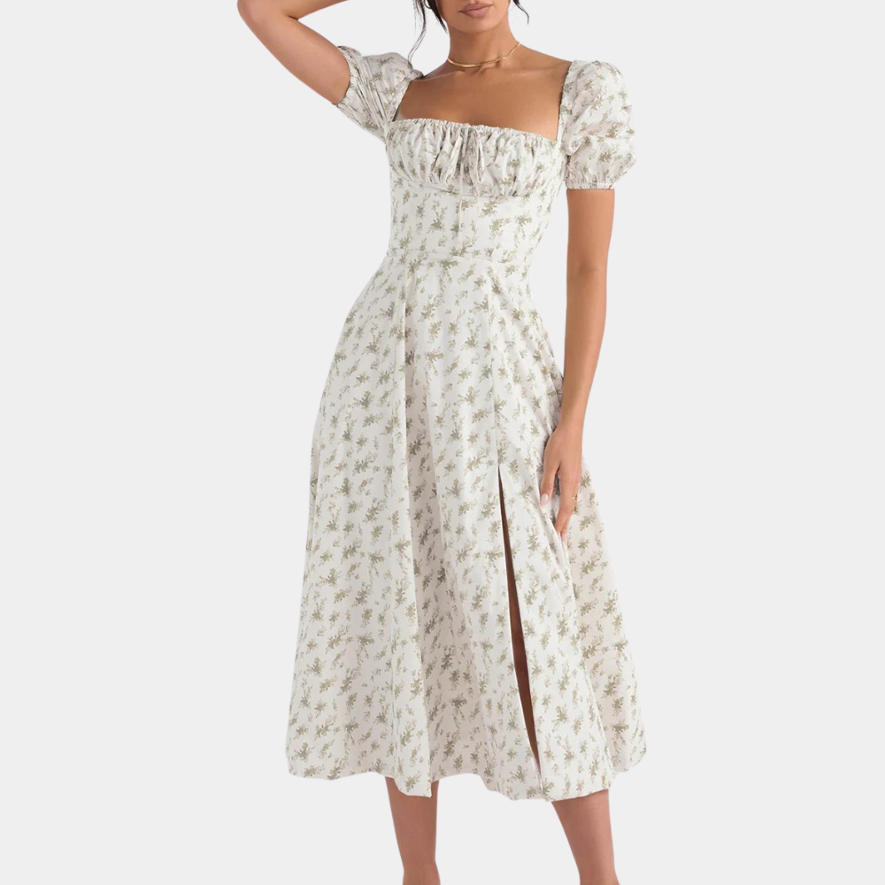 Sylvie - Summer Floral Ladies' Dress with Split