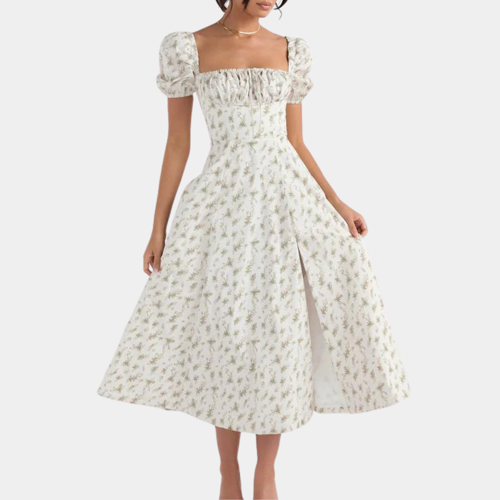 Sylvie - Summer Floral Ladies' Dress with Split