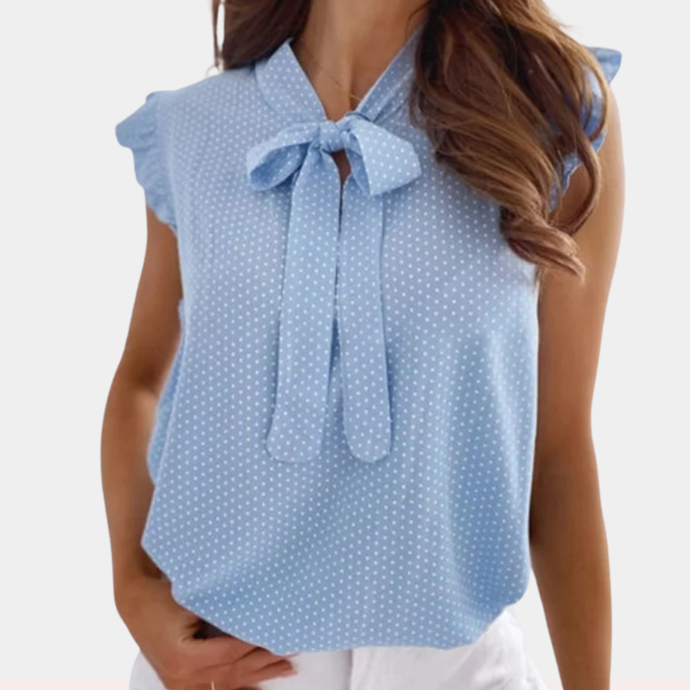 Bella - Stylish summer blouse with tie collar for sunny days