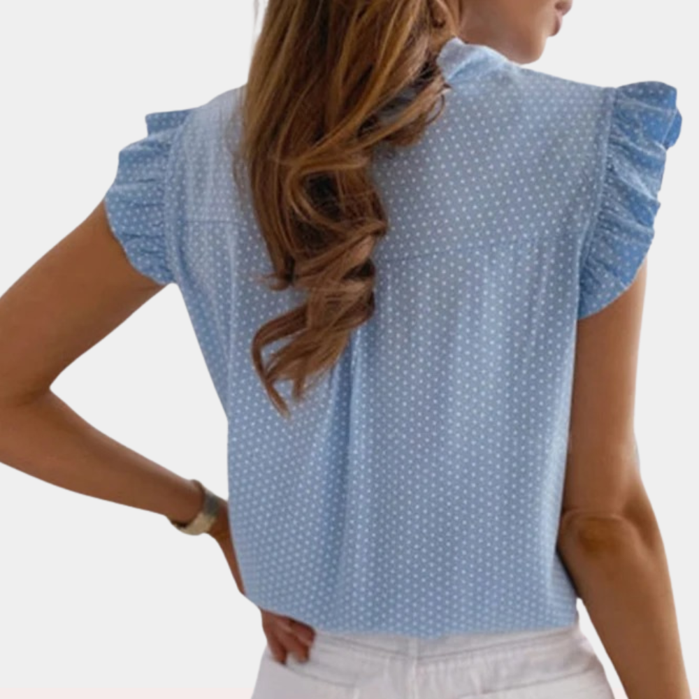 Bella - Stylish summer blouse with tie collar for sunny days