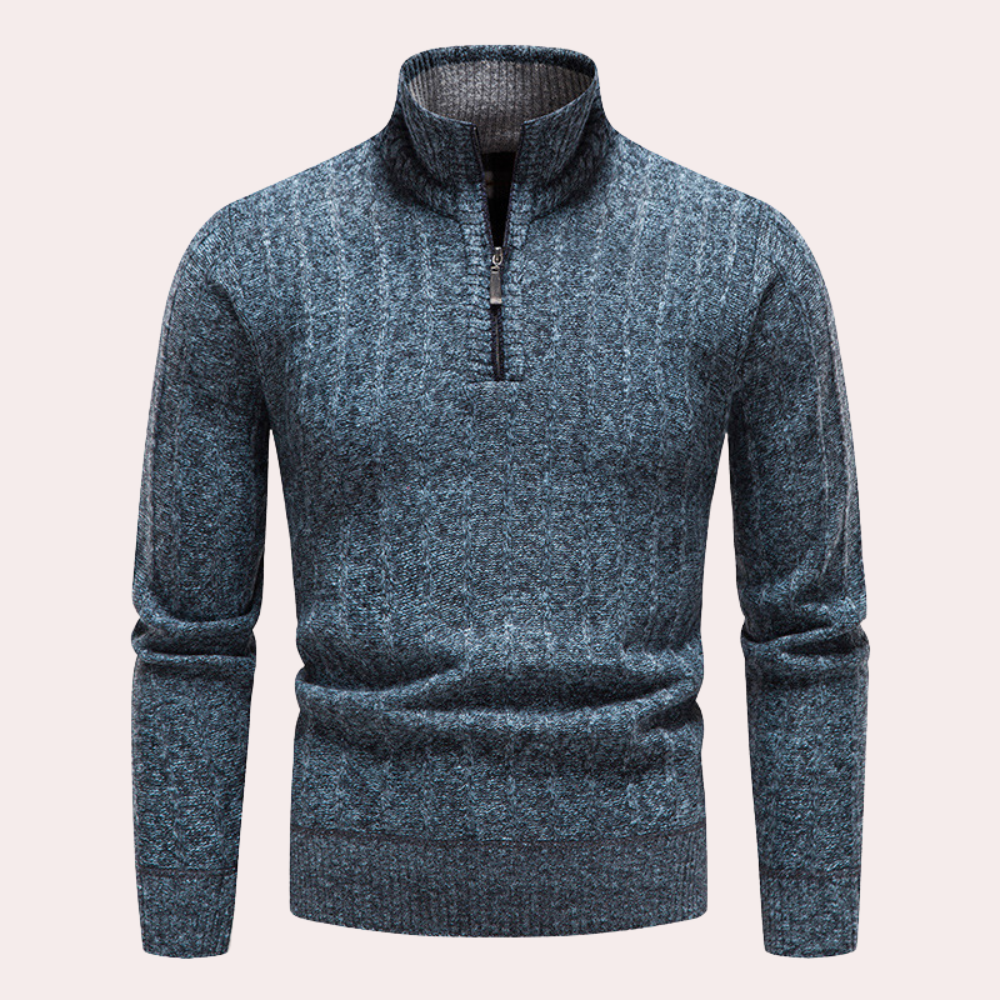 Thayer - Light men's jumper with collar and zip for summer