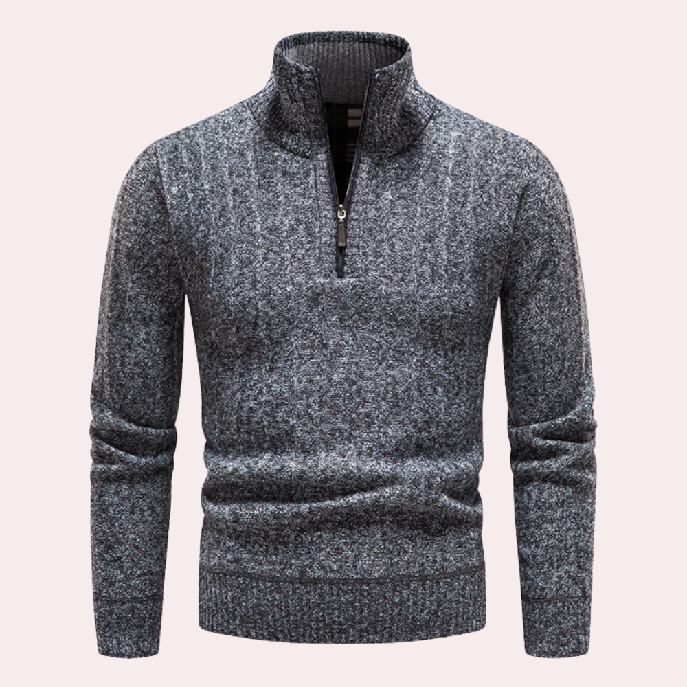 Thayer - Light men's jumper with collar and zip for summer