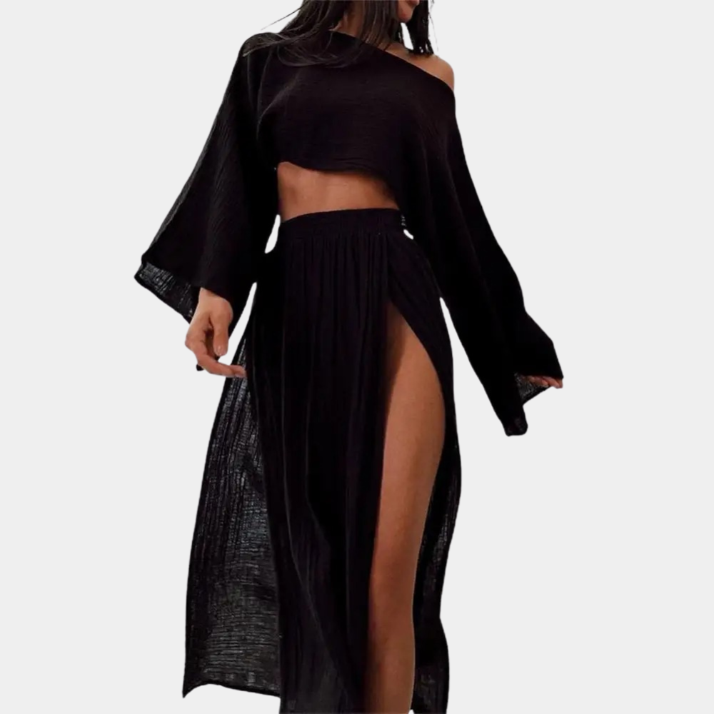 Alodia - Two-Piece Casual Women's Set with High Split for Summer