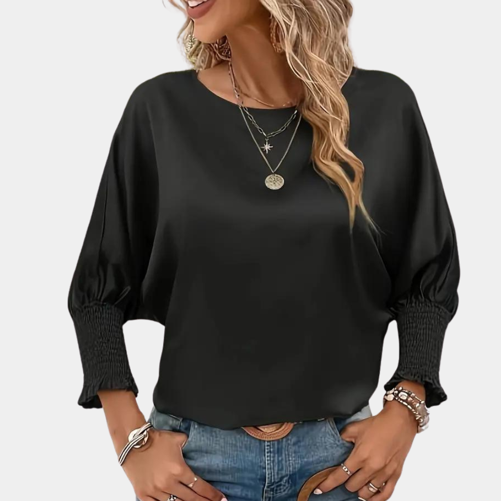 Zuzanka - Simple Ladies' Blouse with Round Neck for Summer