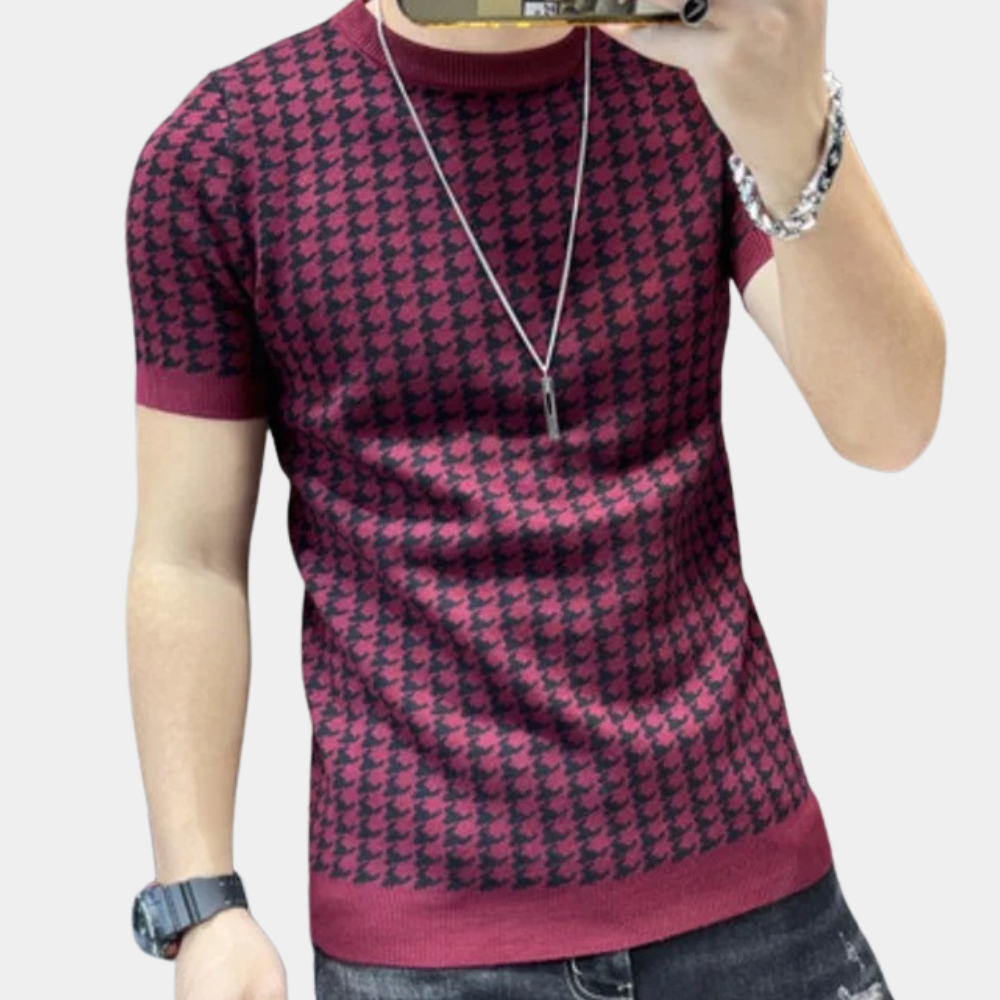 Adrianus - Houndstooth Style Summer Shirt for Men