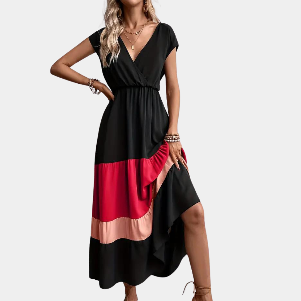 Casual ladies' dress with v-neck for summer