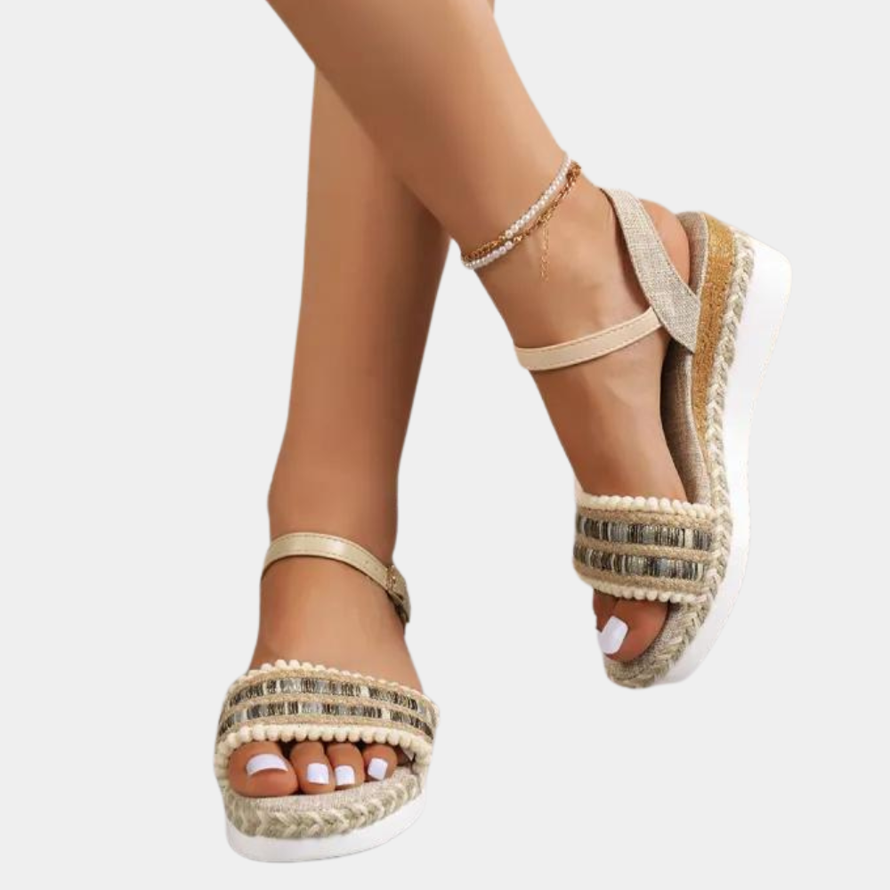 Braided women's wedge sandals for summer