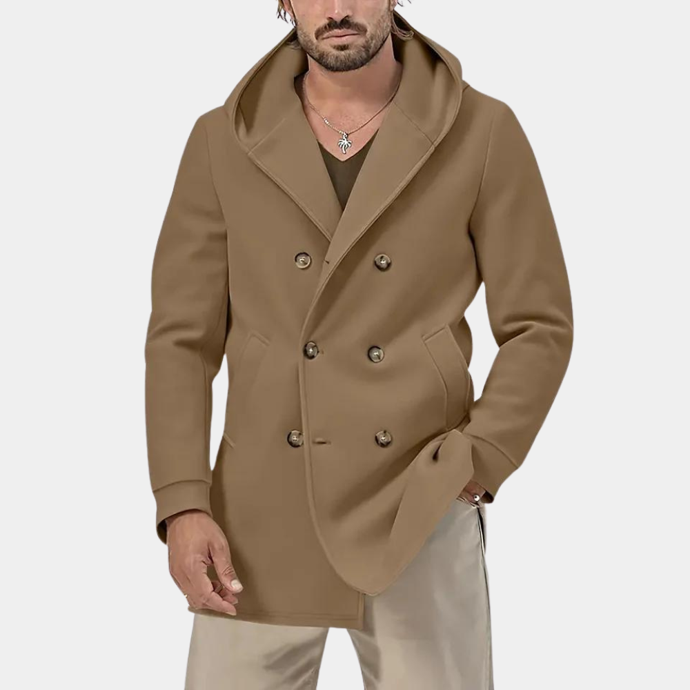 Casual trench coat for men with hood