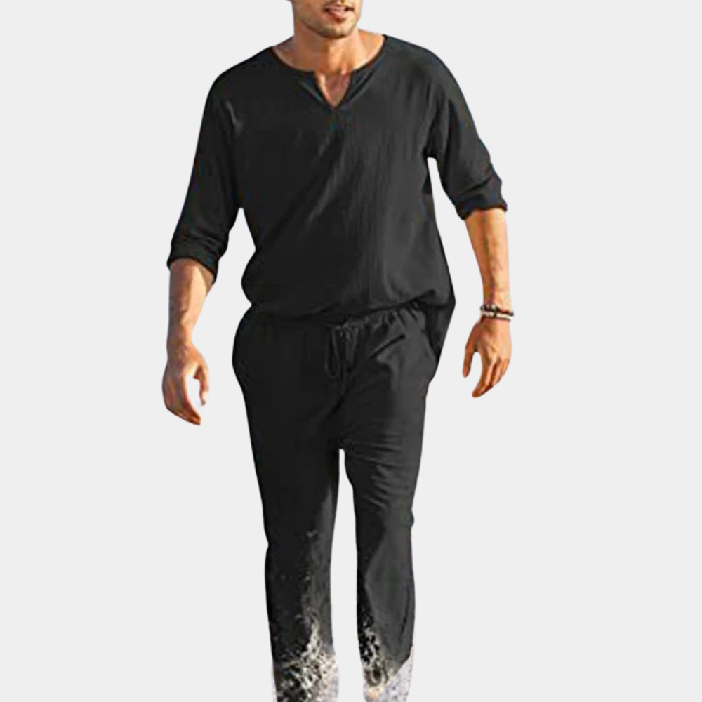 Adorjan - Modern Cotton Men's 2-Piece Set for Summer Adventures