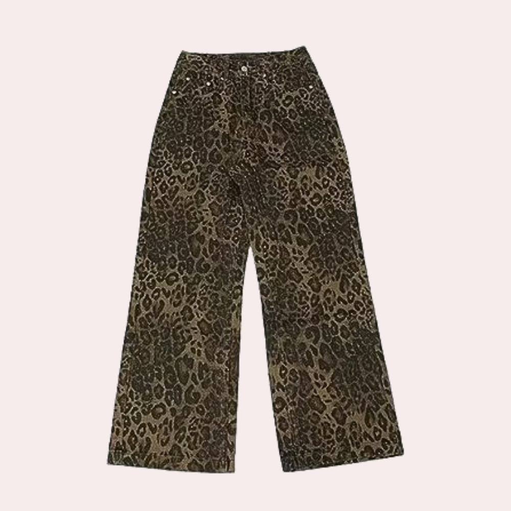 Xenobia - Ladies' Fashionable Summer Jeans with Leopard Print
