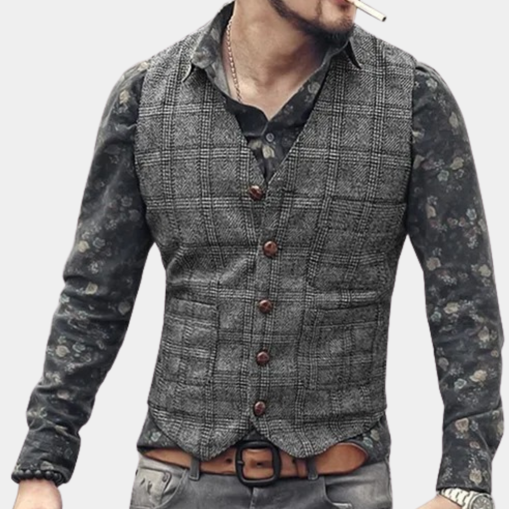 Classic Checked Men's Waistcoat for Summer