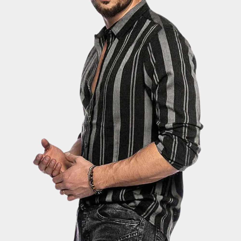 Striped Men's Long Sleeve Shirt for Summer