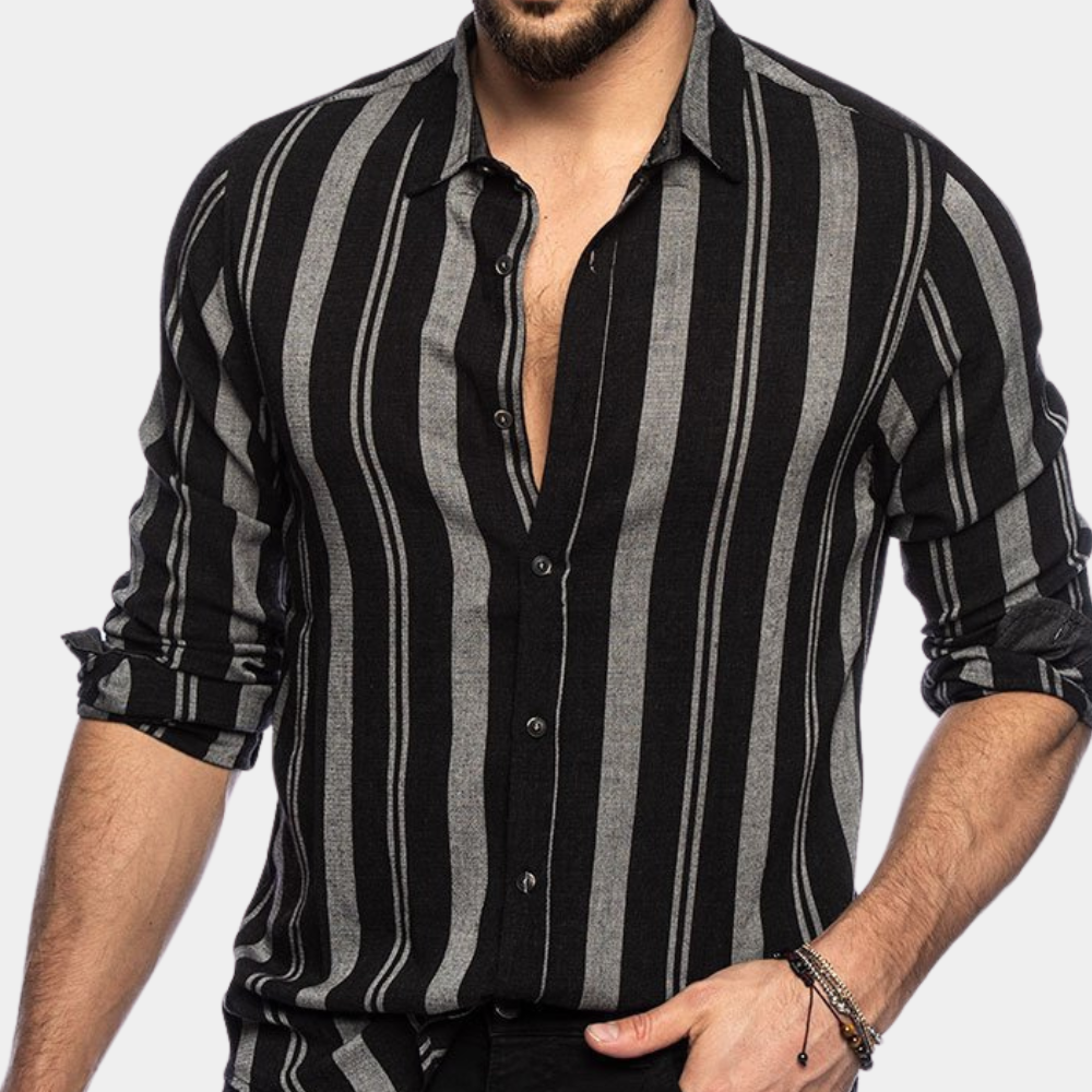 Striped Men's Long Sleeve Shirt for Summer