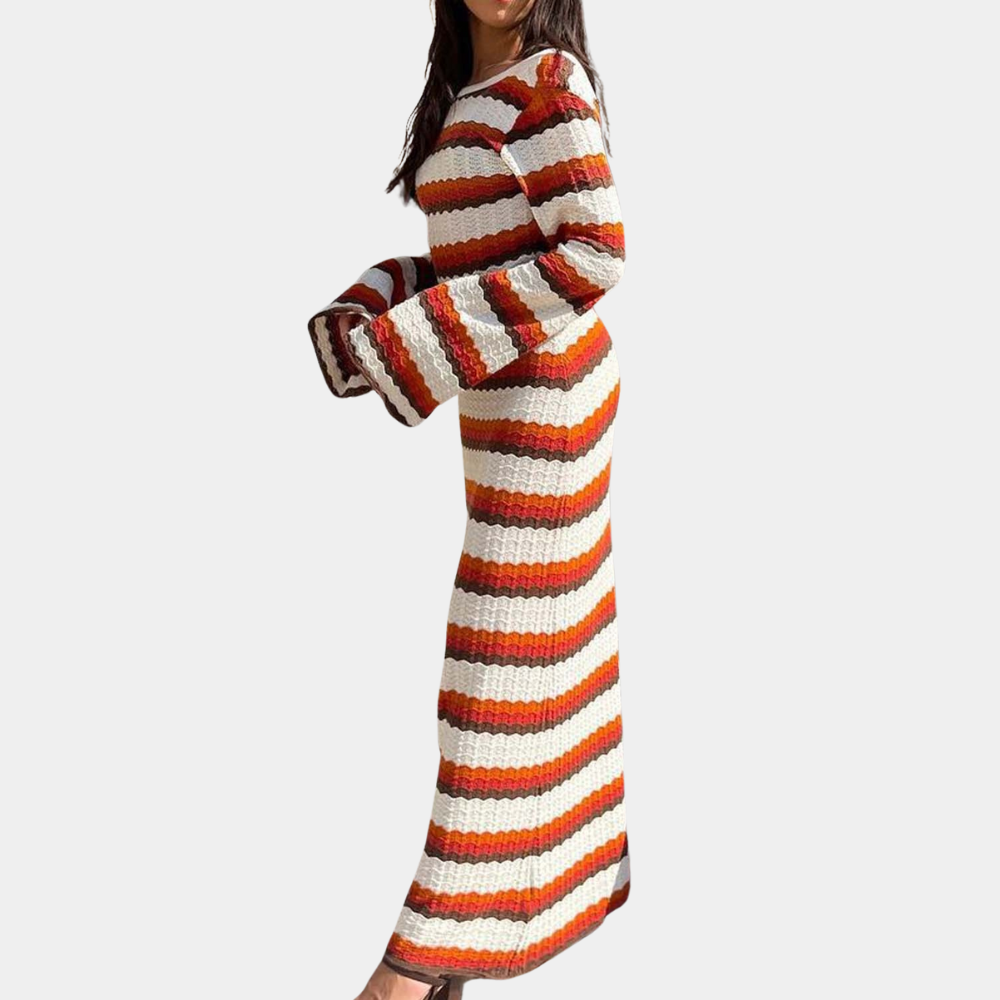Stylish Summer Knitted Dress with Stripes for Women