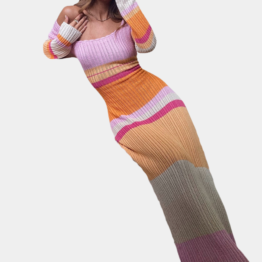 Stylish Off-Shoulder Knitted Ladies' Dress for Summer