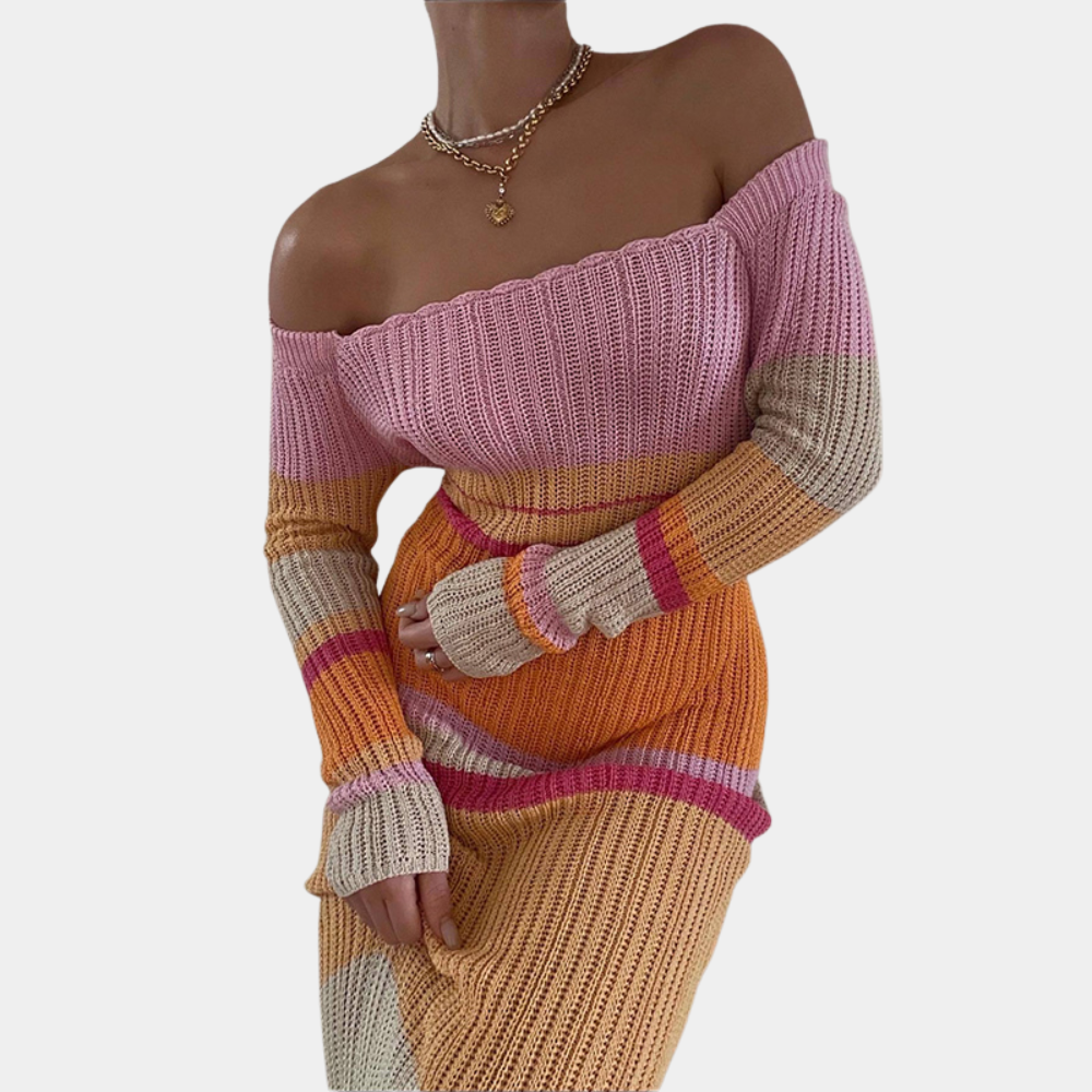Stylish Off-Shoulder Knitted Ladies' Dress for Summer