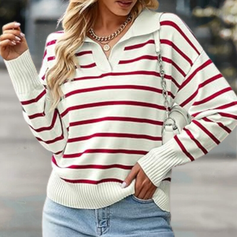 Casual striped ladies' sweater for summer