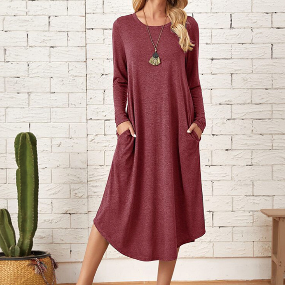 Casual ladies' dress with long sleeves for summer