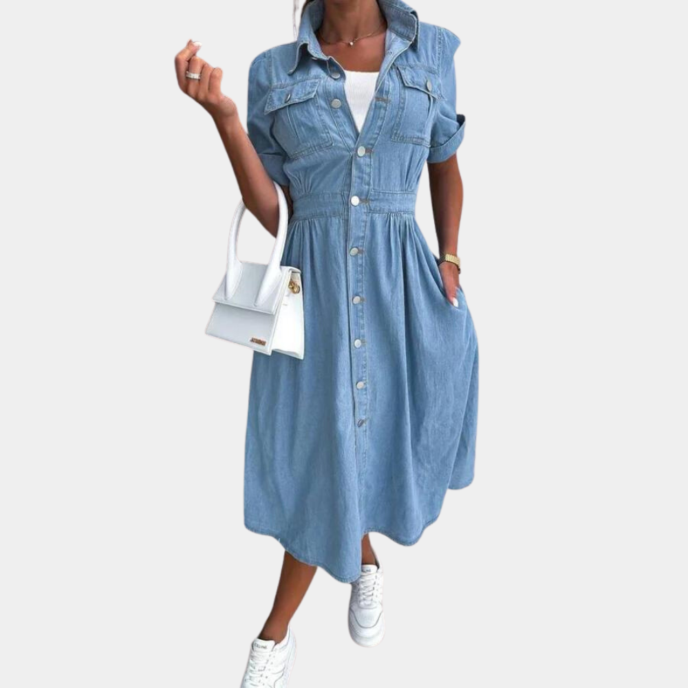 Stylish Summer Women's Dress with Button Closure