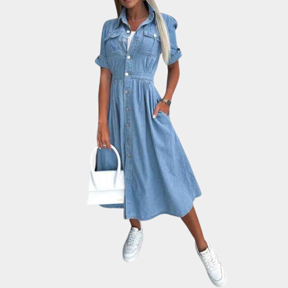 Stylish Summer Women's Dress with Button Closure