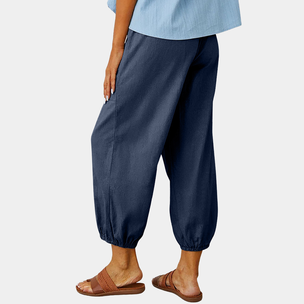Casual women's trousers with wide legs for summer