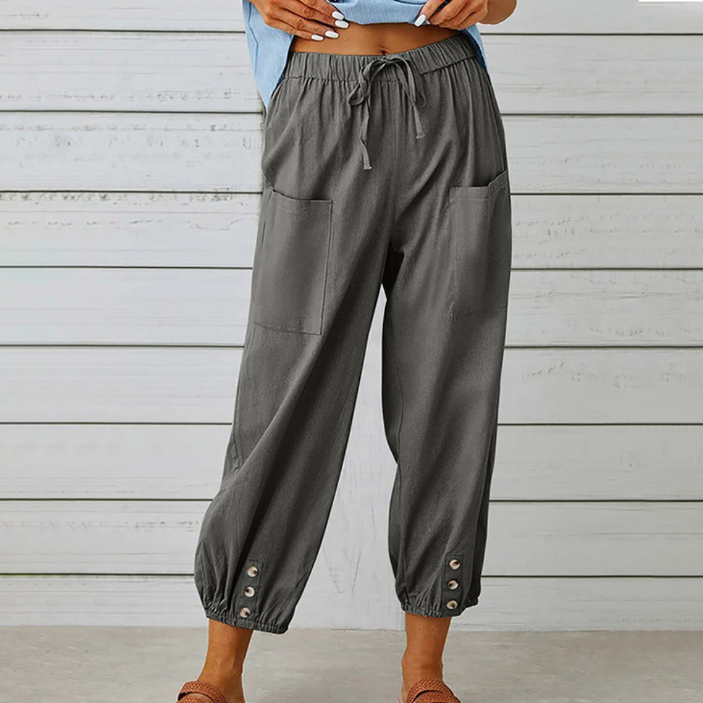 Casual women's trousers with wide legs for summer