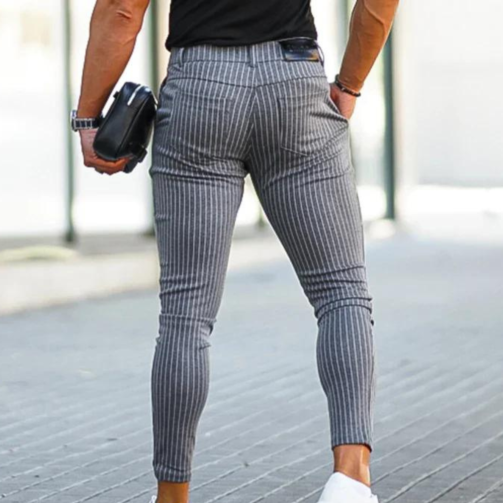 Zlatko - Striped and Stretchable Chino Trousers for Men - Summer Style